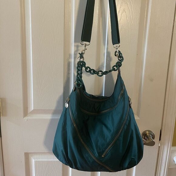 alexisuospny Handbags - Alexisuospny Nylon Green large shoulder bag Chain Strap gold tone hardwares .